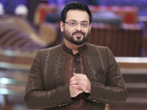 Amir Liaquat Hussain during a prominent moment in his career.